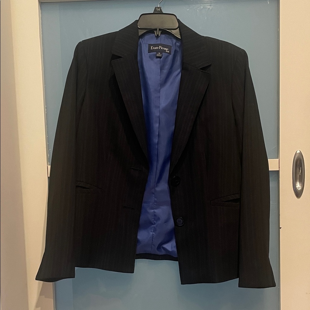 Evan Picone Black and Navy Blazer, Suit Blazer, Fully Lined, 12, EUC